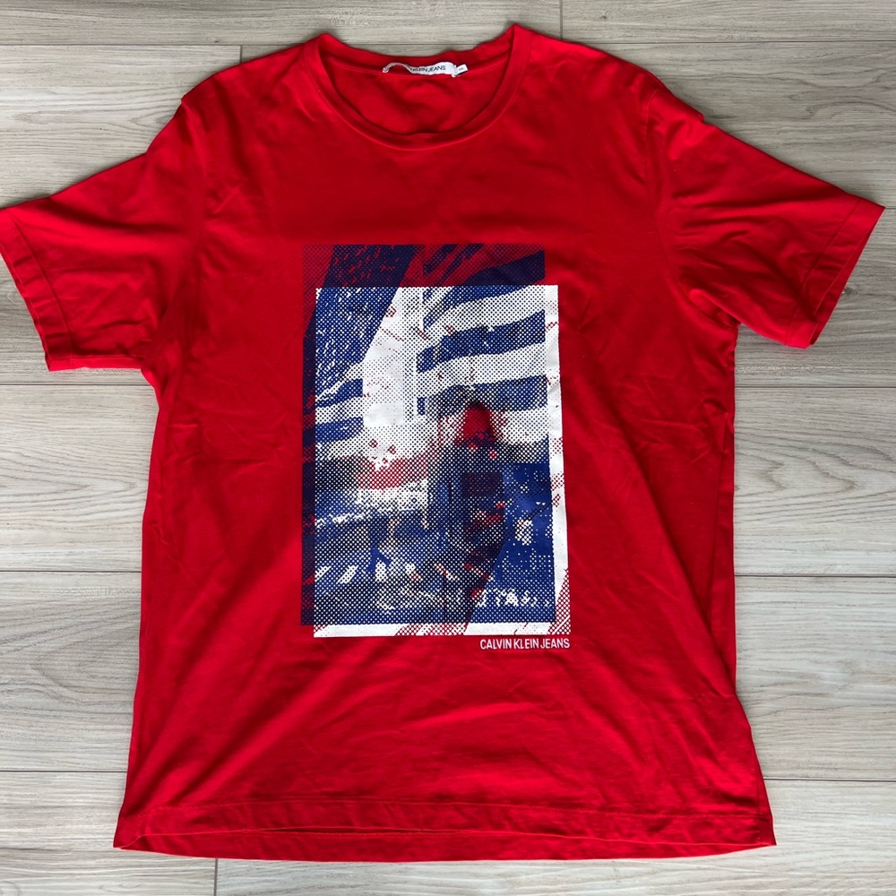 Calvin Klein Jeans Red and Blue Graphic Tee